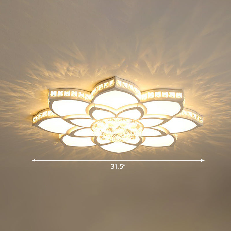 Minimalist Floral Flush Plafond Licht Acryl Slaapkamer LED Flush Mounted Armatuur met Clear Crystal Accenten