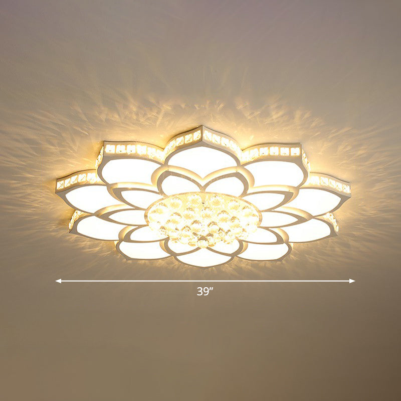 Minimalist Floral Flush Plafond Licht Acryl Slaapkamer LED Flush Mounted Armatuur met Clear Crystal Accenten