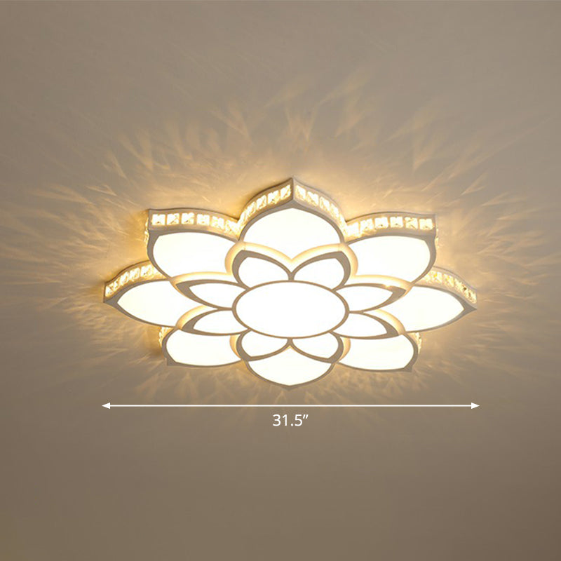 Minimalist Floral Flush Plafond Licht Acryl Slaapkamer LED Flush Mounted Armatuur met Clear Crystal Accenten