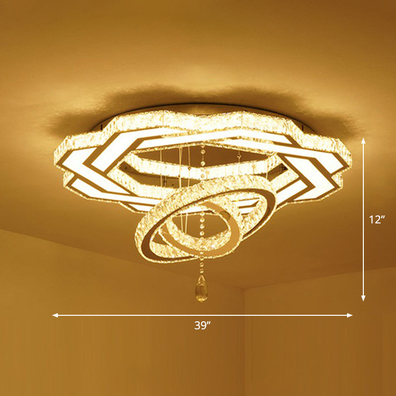 Minimalistische cirkelvormige LED spoeling Licht helder kristal woonkamer semi -spoelbevestiging plafond armatuur