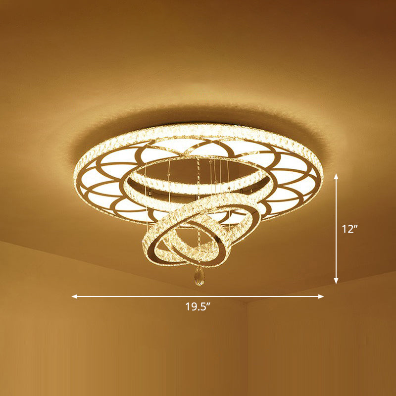 Minimalistische cirkelvormige LED spoeling Licht helder kristal woonkamer semi -spoelbevestiging plafond armatuur