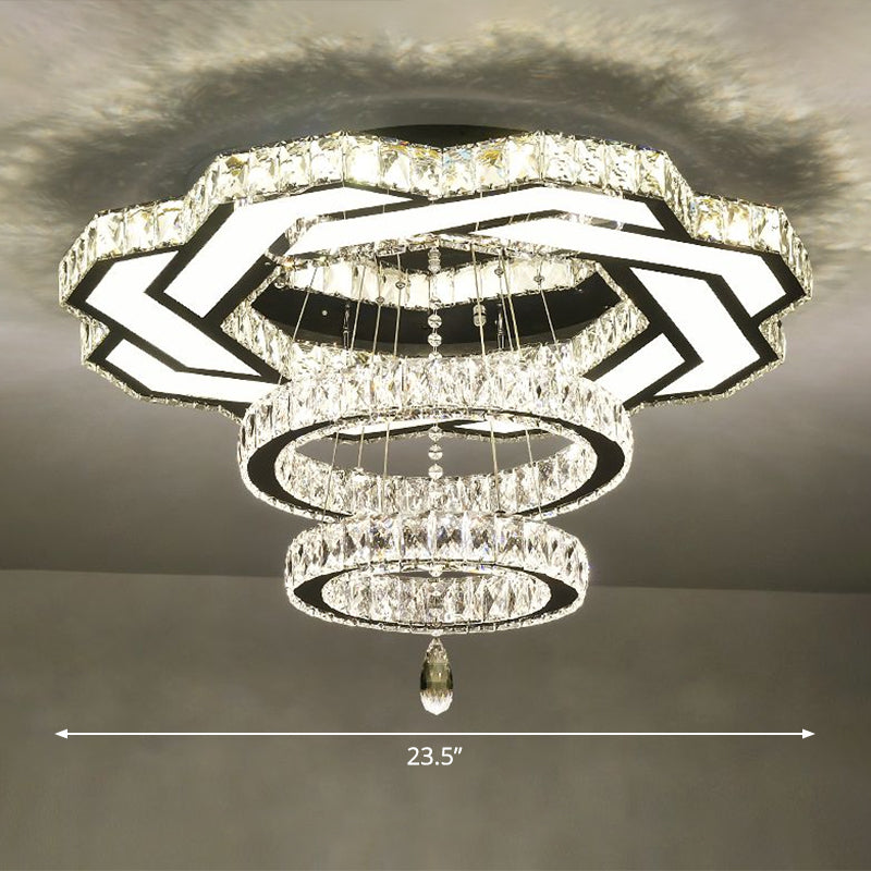 Halo Ring Dining Room Semi Mount Lighting Clear Crystal Minimalist Ceiling Mounted Light