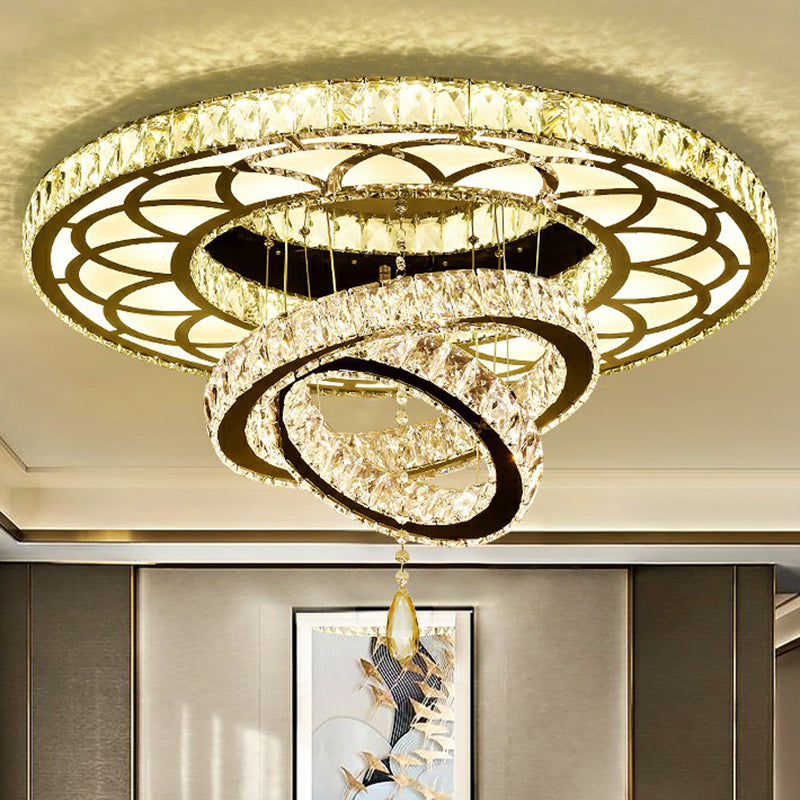 Halo Ring Dining Room Semi Mount Lighting Clear Crystal Minimalist Ceiling Mounted Light