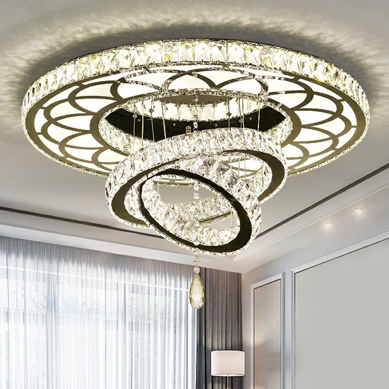 Halo Ring Dining Room Semi Mount Lighting Clear Crystal Minimalist Ceiling Mounted Light