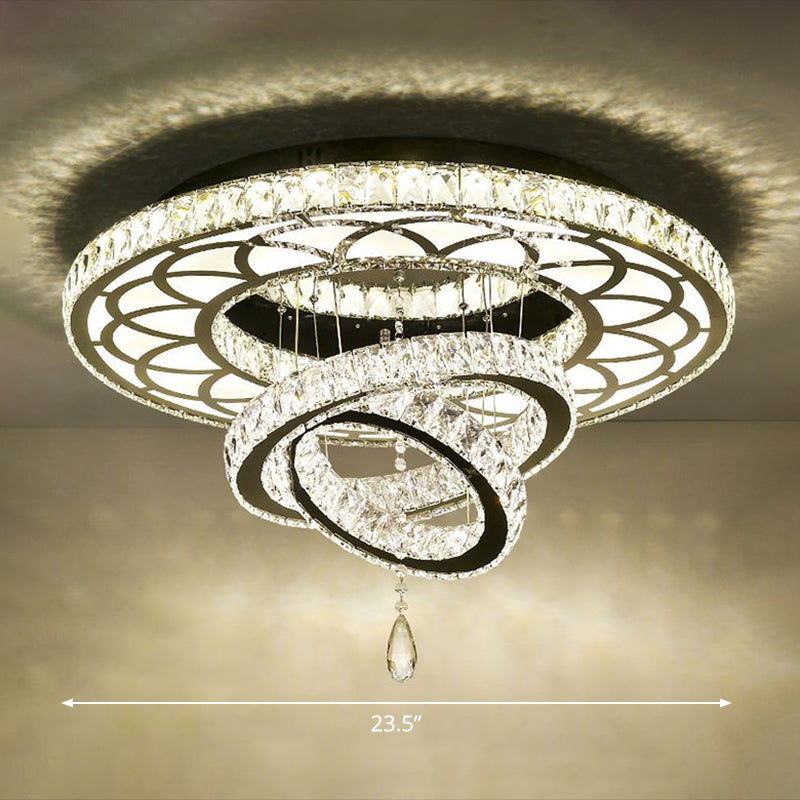 Halo Ring Dining Room Semi Mount Lighting Clear Crystal Minimalist Ceiling Mounted Light