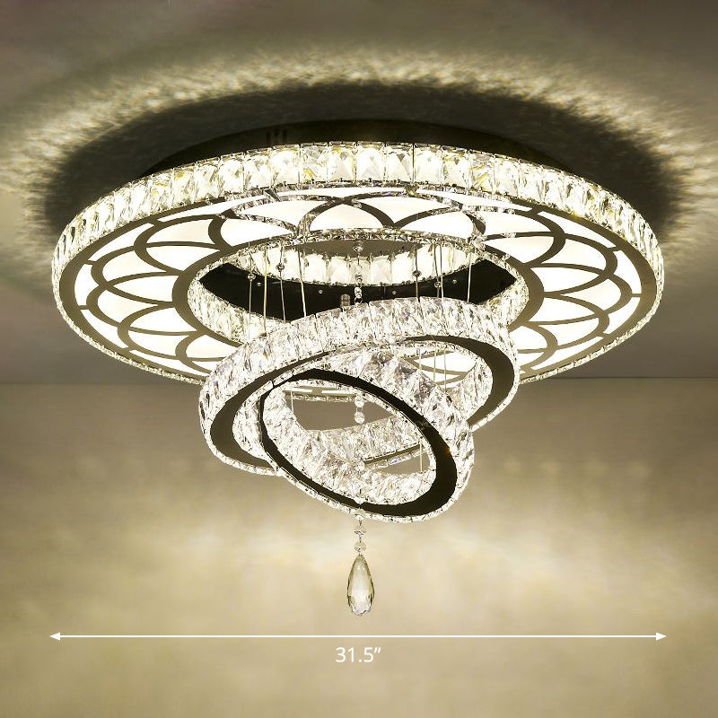 Halo Ring Dining Room Semi Mount Lighting Clear Crystal Minimalist Ceiling Mounted Light