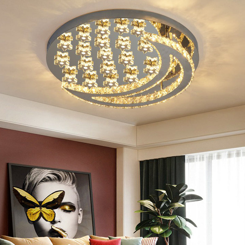 Halbmond und Sternform Flush Lampe moderne klare Kristall Edelstahl Semi -Flush -Deckenleuchte für Schlafzimmer
