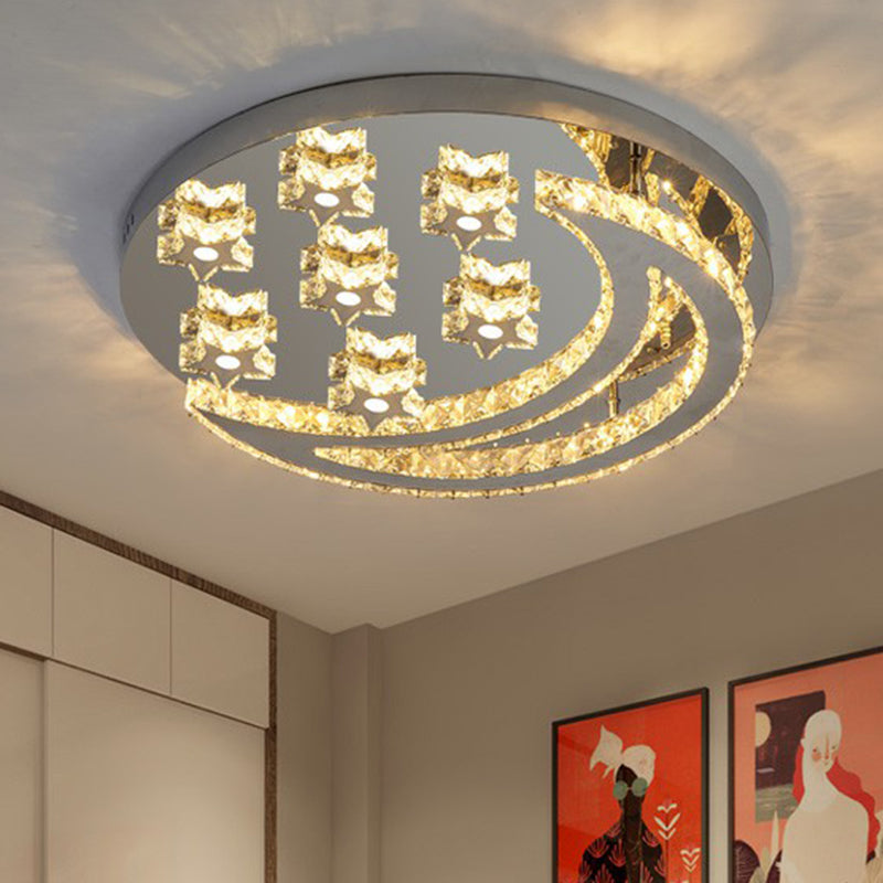 Halbmond und Sternform Flush Lampe moderne klare Kristall Edelstahl Semi -Flush -Deckenleuchte für Schlafzimmer