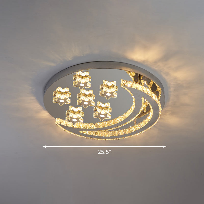 Halbmond und Sternform Flush Lampe moderne klare Kristall Edelstahl Semi -Flush -Deckenleuchte für Schlafzimmer