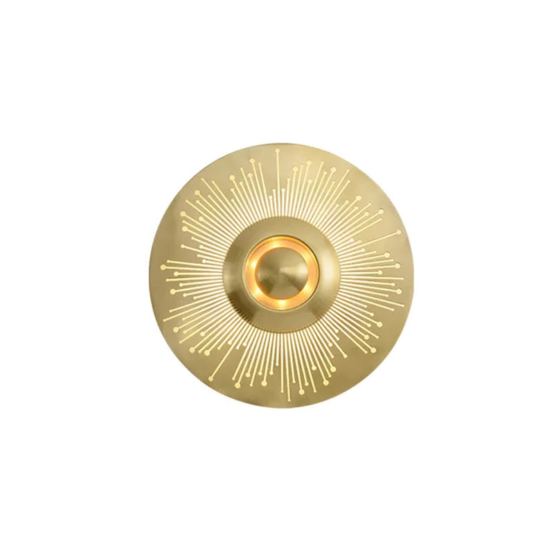 Iluminación de pared de disco de latón Luz de pared de metal posmoderna 1 bombilla Luz montada para el dormitorio