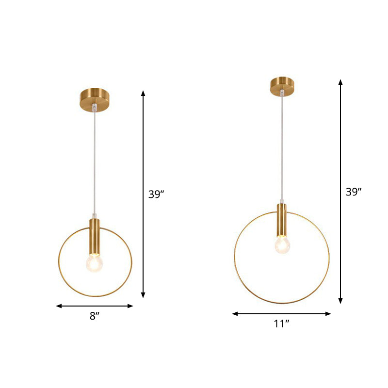 Ring Pendulum Light Minimalist Metal Single Bulb Brass Finish Hanging Light Fixture