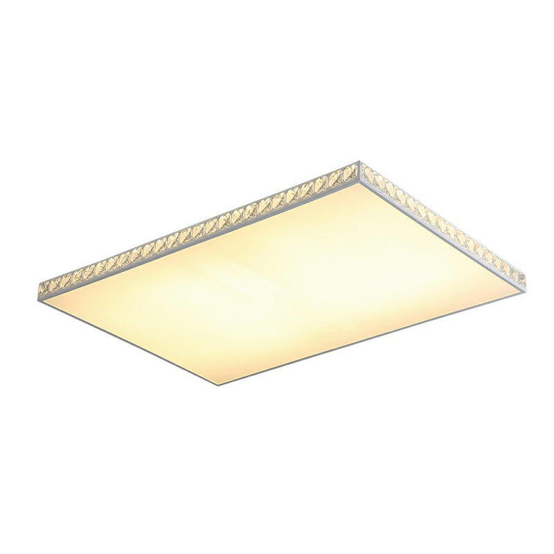 Plafonnier encastré géométrique blanc Lampe encastrée LED en acrylique minimaliste avec bord en cristal