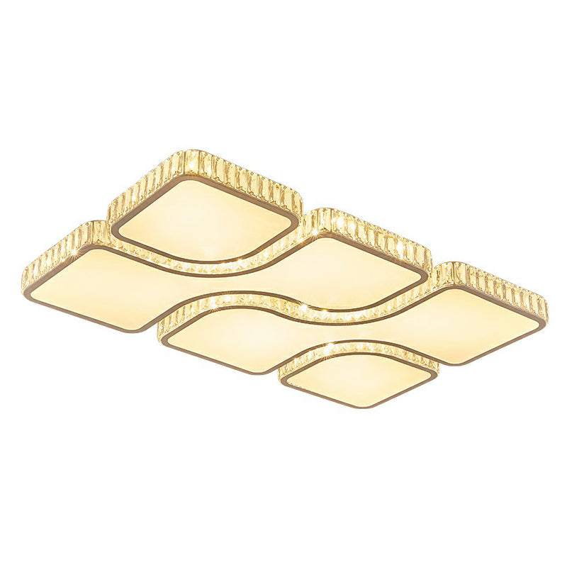 LED rectangulaire Ceiling Mount Light Modern Crystal Clear Flushmount Lighting for Living Room