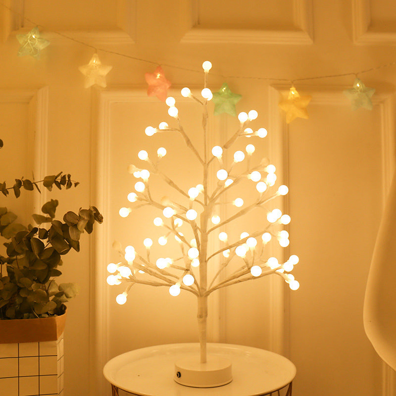 Plastic Tree Shaped Nightstand Lamp Nordic Style White LED Table Light for Bedroom