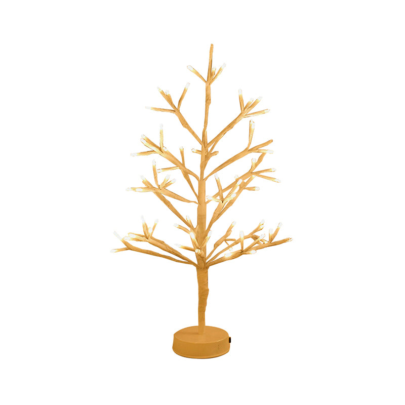 Plastic Tree Shaped Nightstand Lamp Nordic Style White LED Table Light for Bedroom