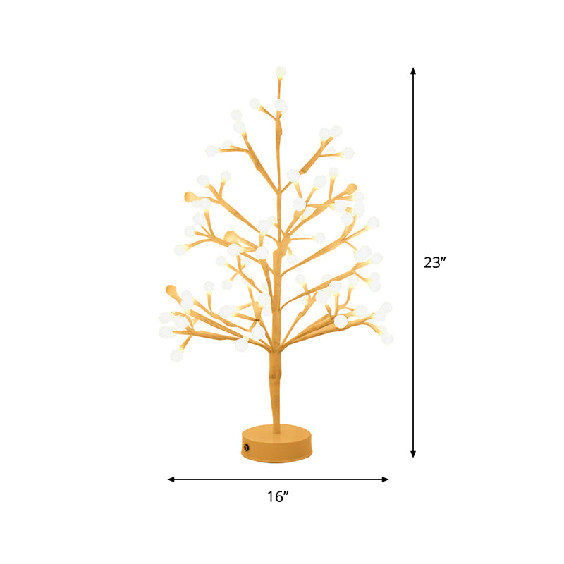 Plastic Tree Shaped Nightstand Lamp Nordic Style White LED Table Light for Bedroom