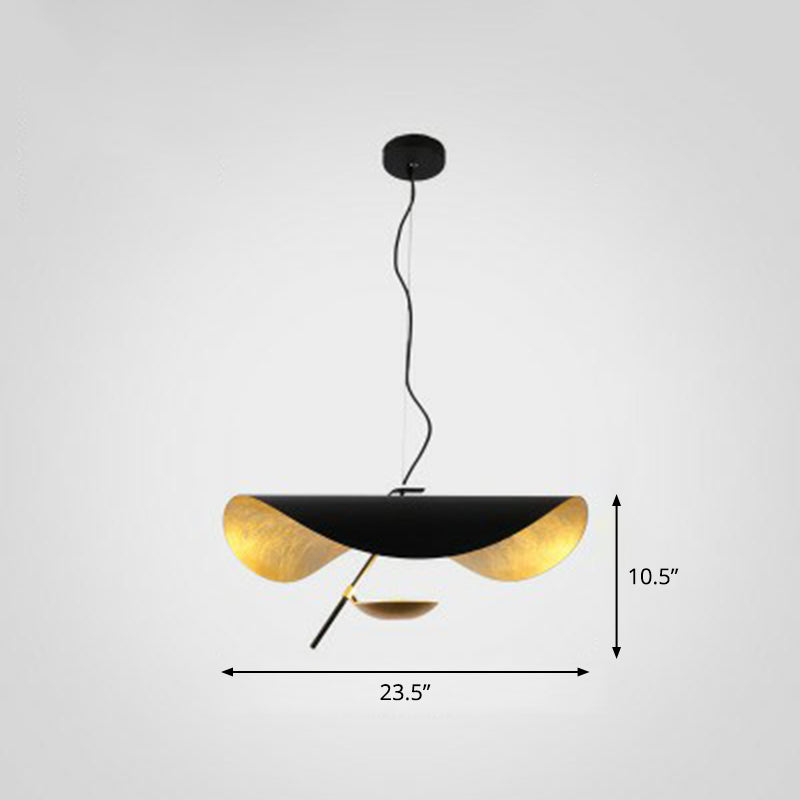 Metal Lotus Leaf Shaped Pendant Lamp Post-Modern 2-Head Hanging Ceiling Light over Table