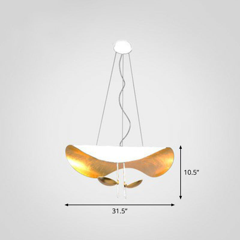 Metal Lotus Leaf Shaped Pendant Lamp Post-Modern 2-Head Hanging Ceiling Light over Table