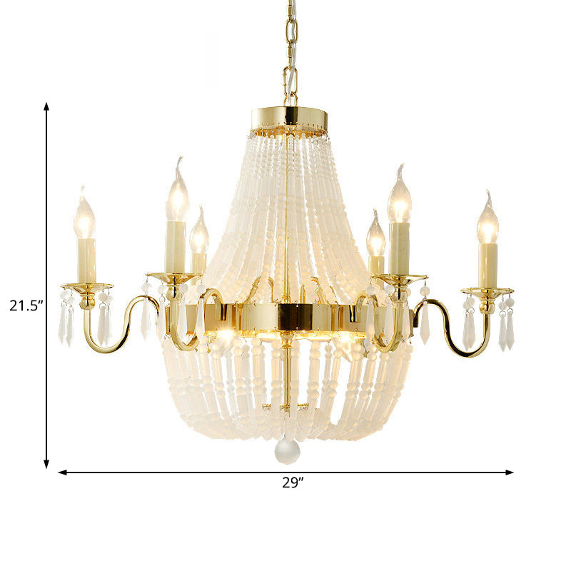 Empire Shape Crystal Chandelier Éclairage traditionnel 6 lumières salon suspendu luminaire en or