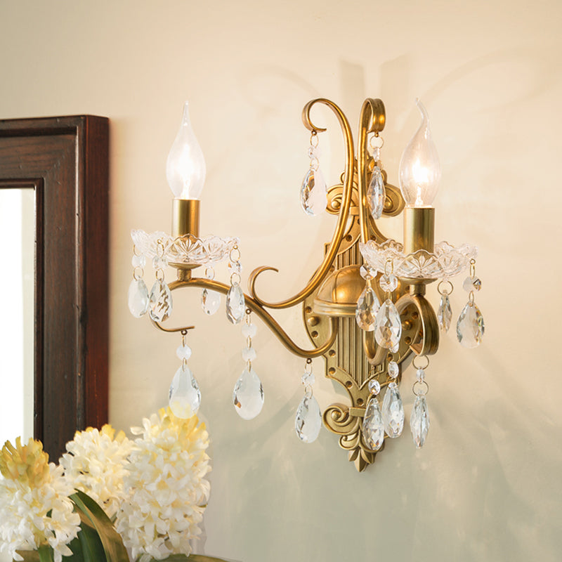 Luz de pared de latón anticipada Amplio de pared de vela de cristal tradicional con brazo de desplazamiento
