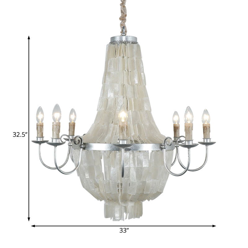 Chrome Empire Shape Chandelier Light Traditional Shell 8 LIMES DU PLAFICATION DU RABLÈTE