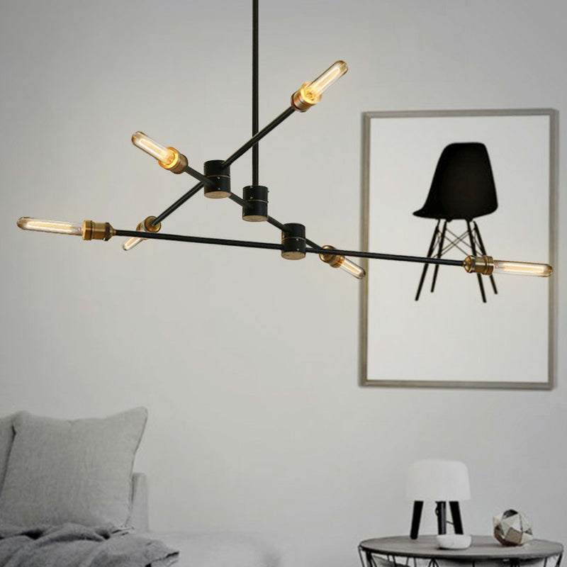 Brazo de varilla negra colgante colgante lámpara de comedor de hierro industrial lámpara de comedor