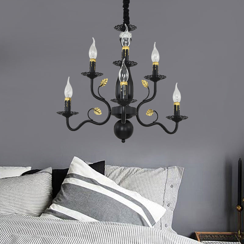 5/12/16 Lights Metal Pendant Chandelier Rustic Black/Gold Candle Dining Room Hanging Ceiling Fixture