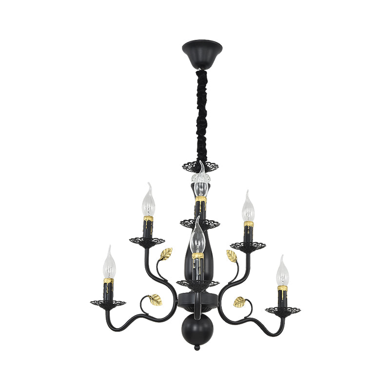 5/12/16 Lights Metal Pendant Chandelier Rustic Black/Gold Candle Dining Room Hanging Ceiling Fixture