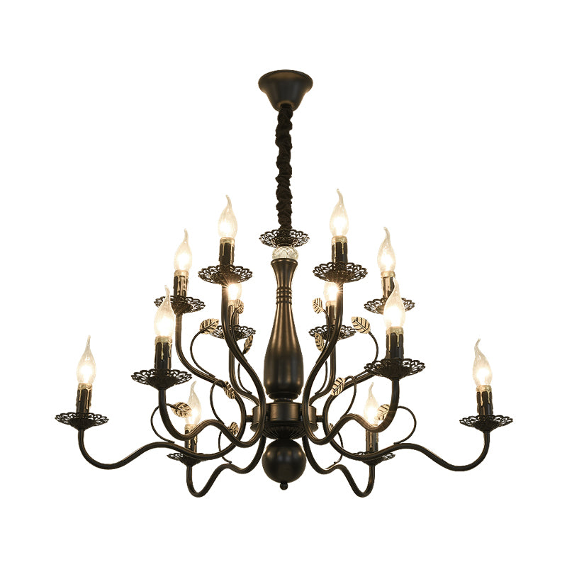 5/12/16 Lights Metal Pendant Chandelier Rustic Black/Gold Candle Dining Room Hanging Ceiling Fixture