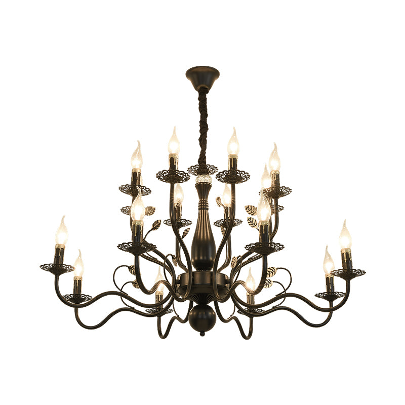 5/12/16 Lights Metal Pendant Chandelier Rustic Black/Gold Candle Dining Room Hanging Ceiling Fixture