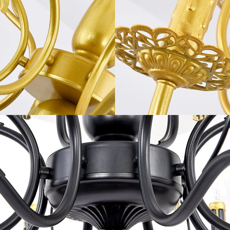 5/12/16 Lights Metal Pendant Chandelier Rustic Black/Gold Candle Dining Room Hanging Ceiling Fixture