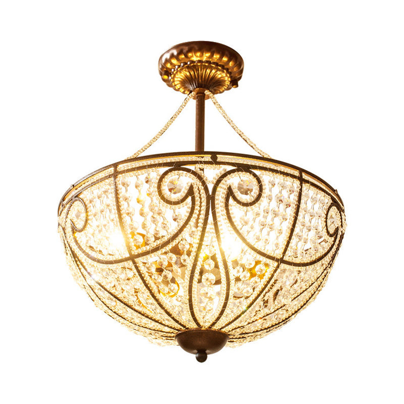 4 lichten kristallen plafond gemonteerd licht rustieke bronzen kom slaapkamer semi spoeling mount licht