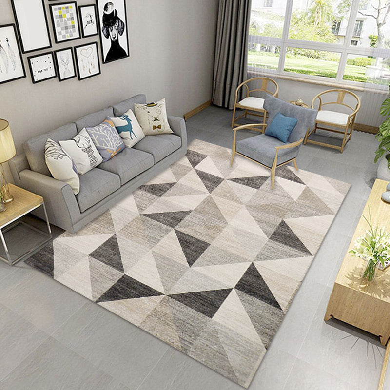 Modern Geometric Printed Rug Multi Color Polyster Rug Anti-Slip Backing Machine Washable Carpet for Living Room