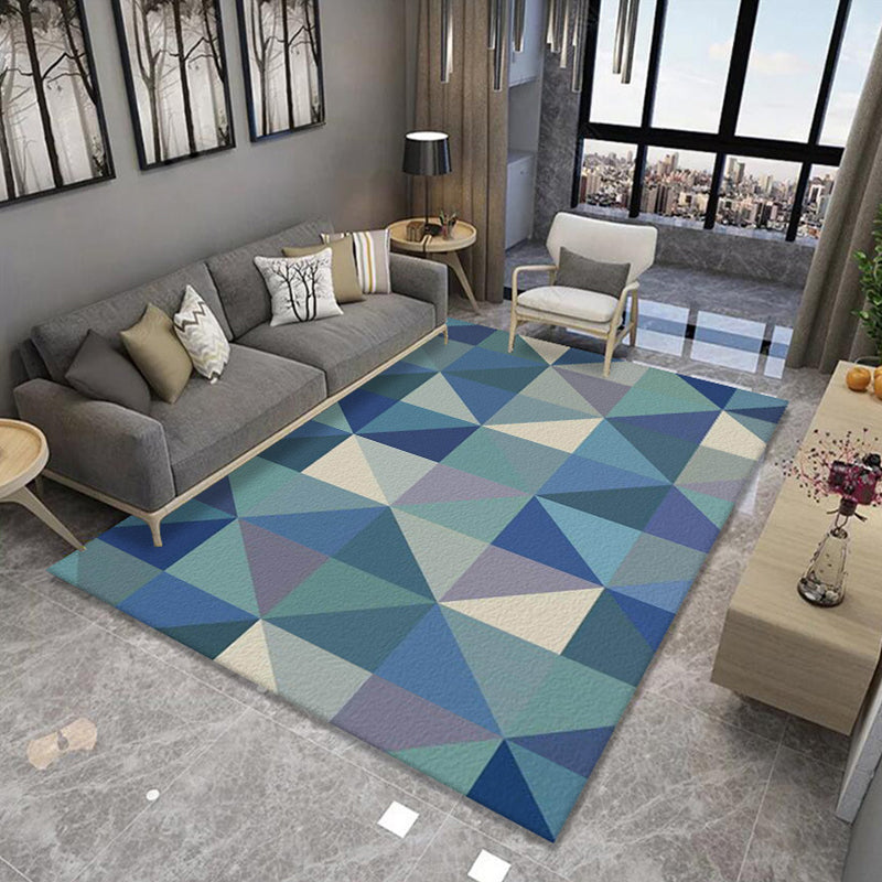 Formal Living Room Rug Multi Color Geometric Patterned Carpet Synthetics Anti-Slip Backing Washable Rug