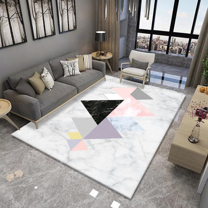 Formal Living Room Rug Multi Color Geometric Patterned Carpet Synthetics Anti-Slip Backing Washable Rug