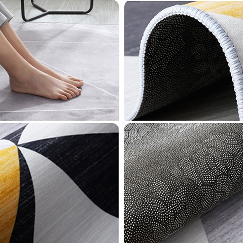 Simple Modern Rug Multi-Color Geometric Print Carpet Anti-Slip Backing Washable Indoor Rug for Living Room