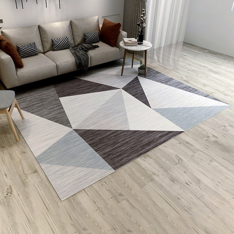 Simple Modern Rug Multi-Color Geometric Print Carpet Anti-Slip Backing Washable Indoor Rug for Living Room