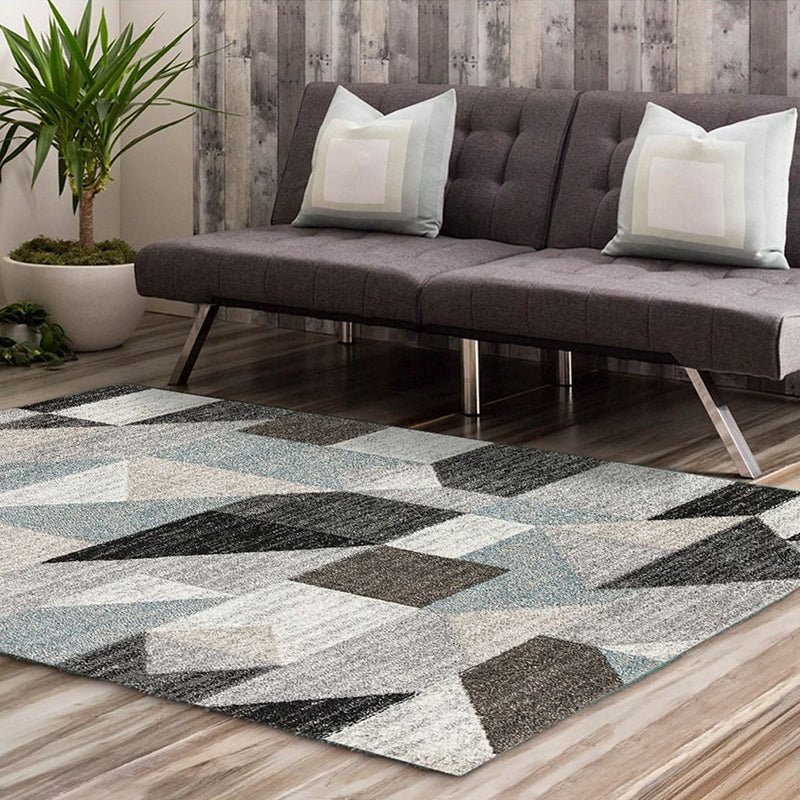 Mehrfarbiger Deko-Teppich, moderner, geometrisch gemusterter Teppich, Polyester, haustierfreundlich, rutschfester Innenteppich
