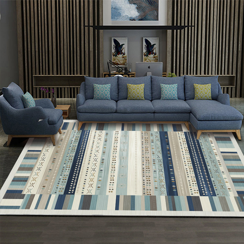 Trendy Living Room Rug Multi Colored Geometric Printed Area Rug Polypropylene Non-Slip Stain-Resistant Rug