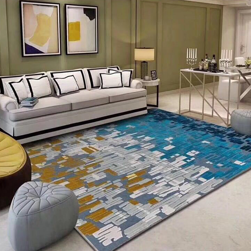Trendy Living Room Rug Multi Colored Geometric Printed Area Rug Polypropylene Non-Slip Stain-Resistant Rug