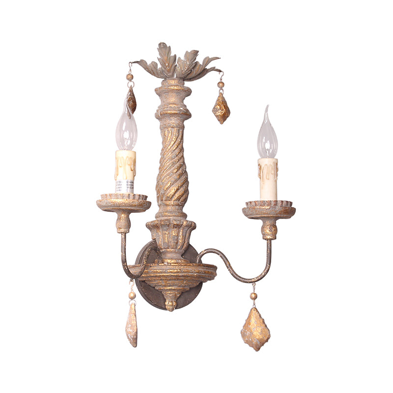 2 luci luci da parete con forma di candela e goccia in legno Rustico Sconcetto SCONCE LUCE in grigio