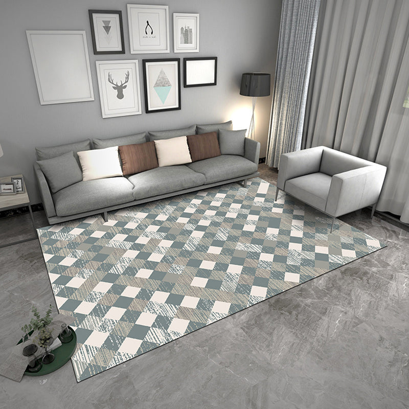 Zeitgenössischer geometrischer Teppich, mehrfarbiger Polyster-Teppich, haustierfreundlicher, rutschfester Innenteppich für den Salon