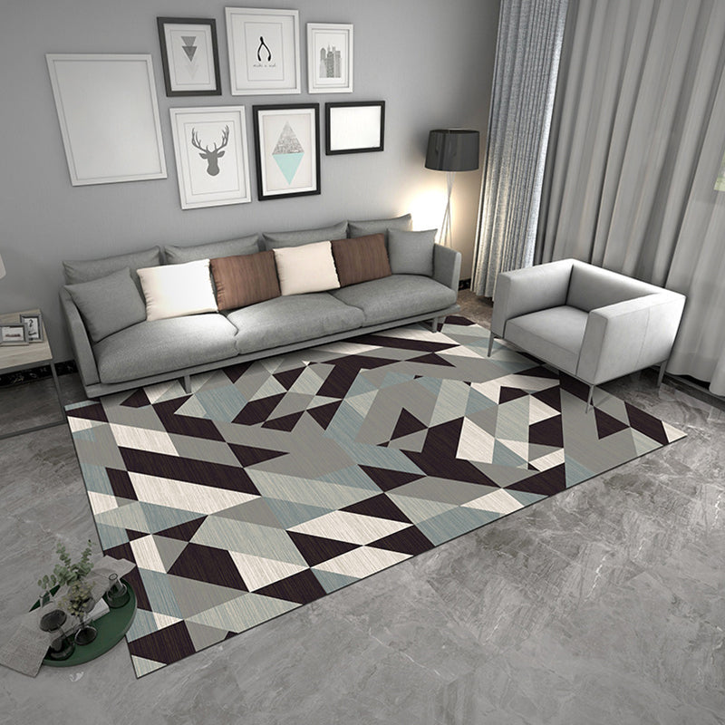 Zeitgenössischer geometrischer Teppich, mehrfarbiger Polyster-Teppich, haustierfreundlicher, rutschfester Innenteppich für den Salon