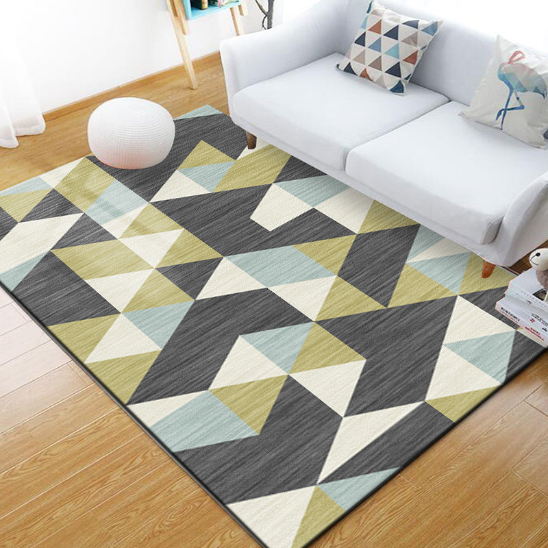 Skandinavischer geometrischer Teppich, mehrfarbiger Polyster-Innenteppich, rutschfeste Rückseite, haustierfreundlicher Teppich zur Dekoration