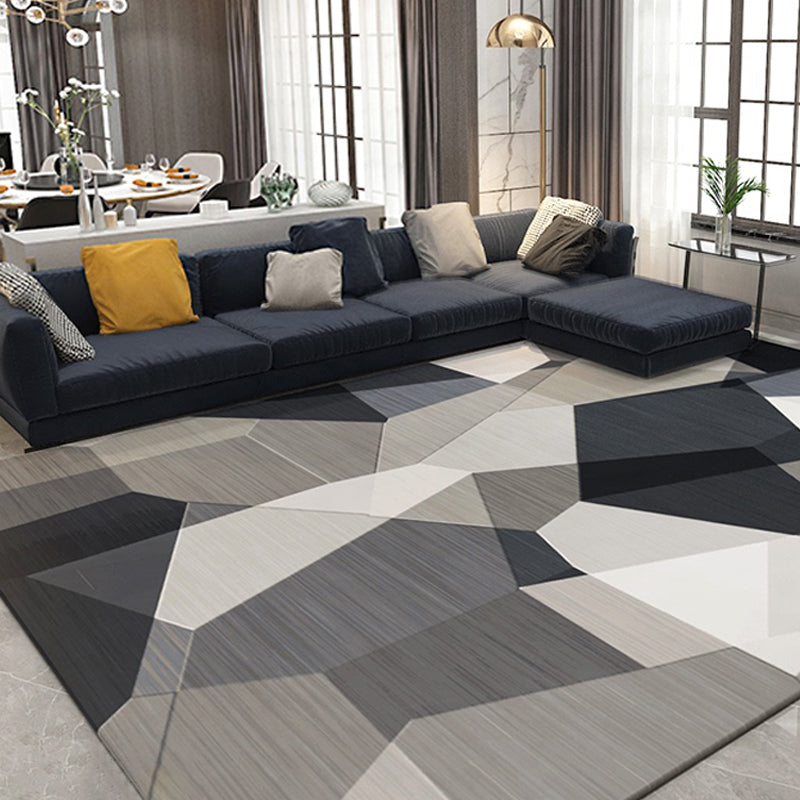 Casual Living Room Rug Multi Colored Geometric Area Rug Polypropylene Non-Slip Machine Washable Carpet