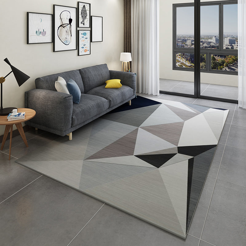Casual Living Room Rug Multi Colored Geometric Area Rug Polypropylene Non-Slip Machine Washable Carpet