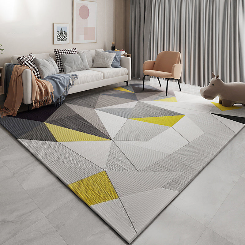Casual Living Room Rug Multi Colored Geometric Area Rug Polypropylene Non-Slip Machine Washable Carpet