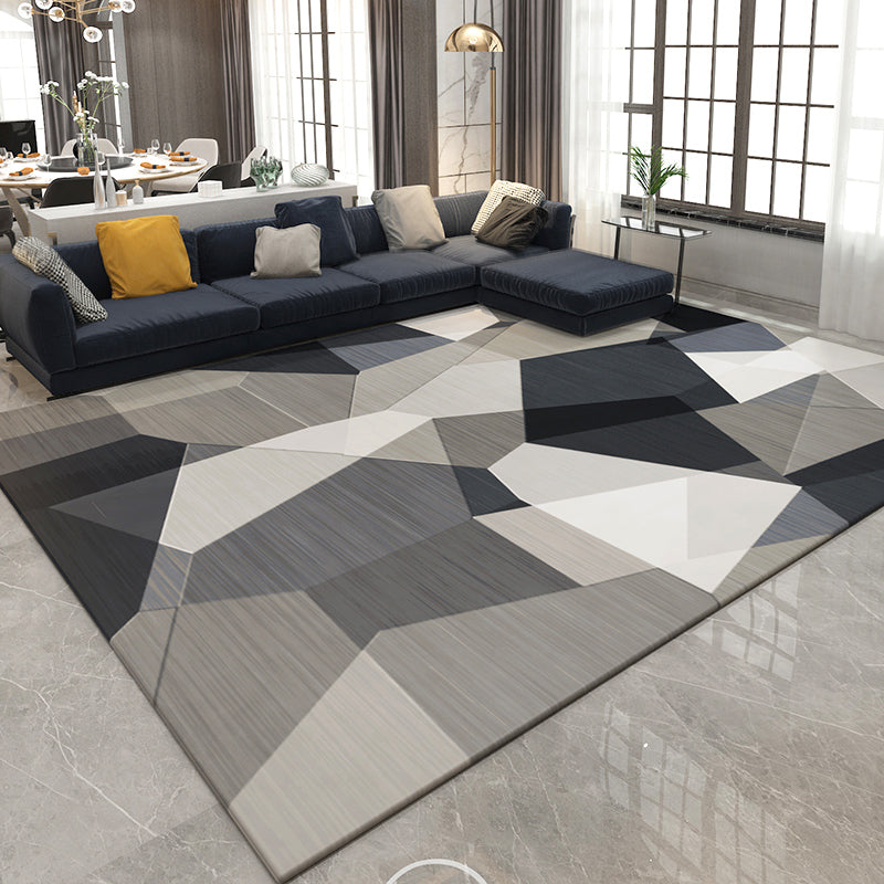 Casual Living Room Rug Multi Colored Geometric Area Rug Polypropylene Non-Slip Machine Washable Carpet
