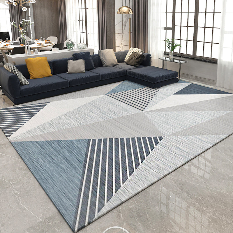 Casual Living Room Rug Multi Colored Geometric Area Rug Polypropylene Non-Slip Machine Washable Carpet