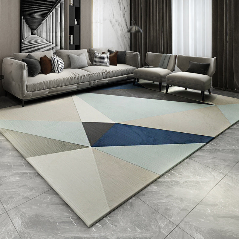 Casual Living Room Rug Multi Colored Geometric Area Rug Polypropylene Non-Slip Machine Washable Carpet
